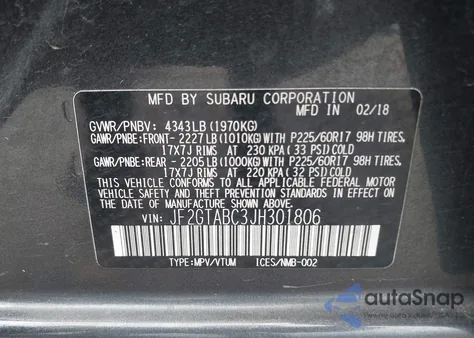 2018 Subaru Crosstrek 2.0I Premium from USA, damaged, VIN JF2GTABC3JH301806